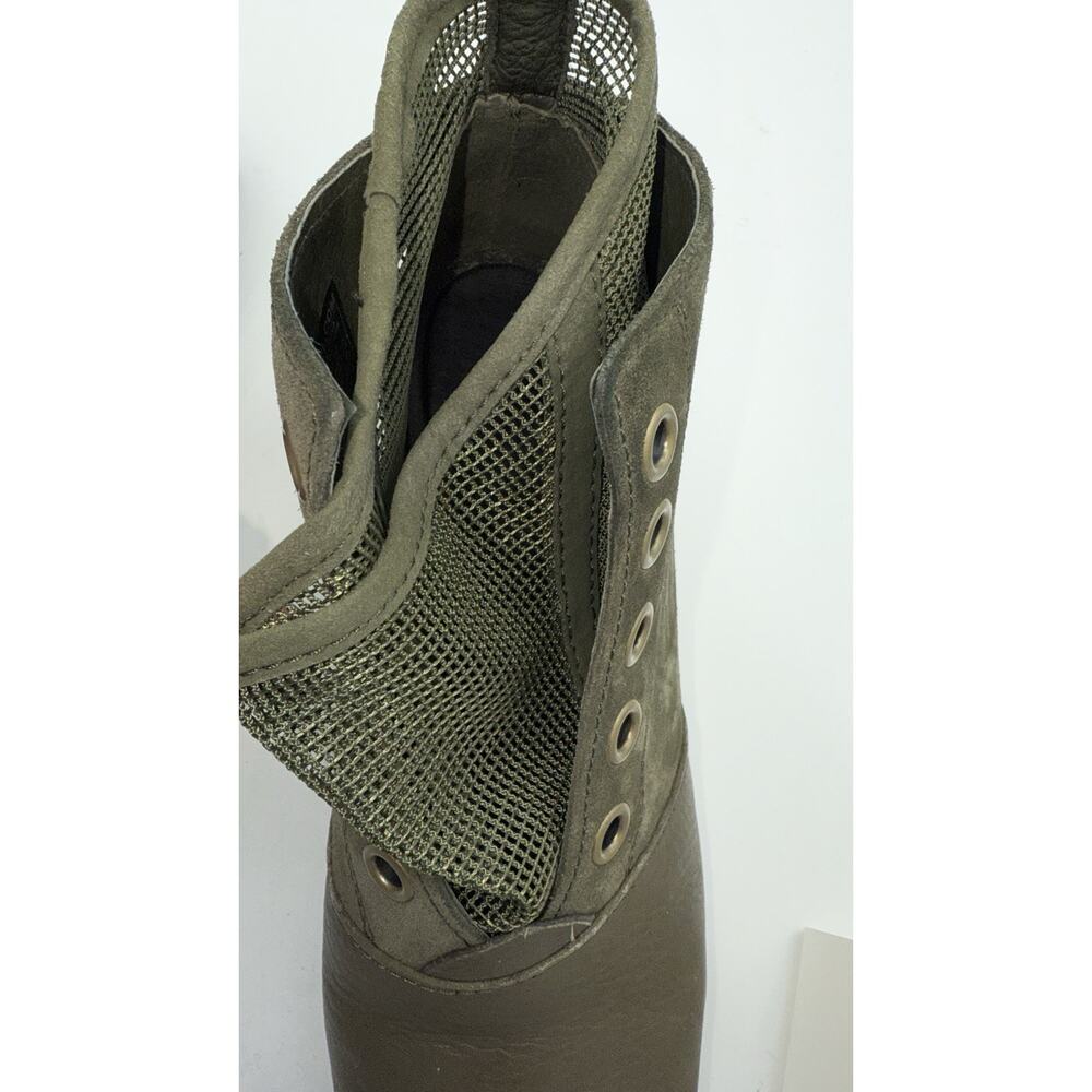SOREL Women's Joanie Boot Wedge 10 Suede & Micro Mesh Bootie Green Peep Toe - Picture 6 of 11